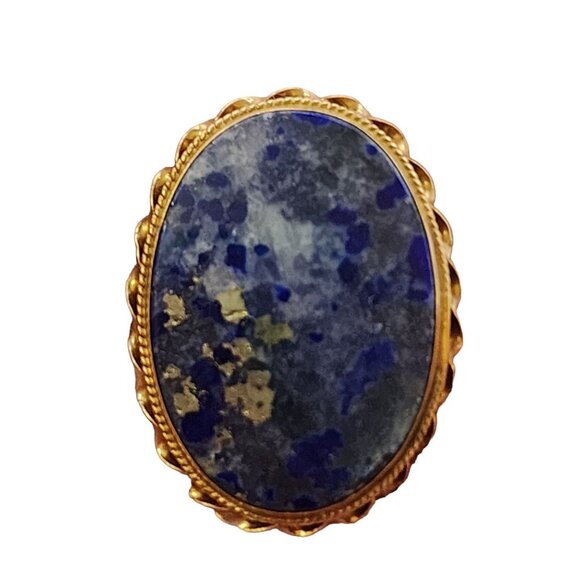 Vintage 70s 14kt Custom Made Lapis or Sodalite Cufflinks (A4415) - Picture 4 of 8